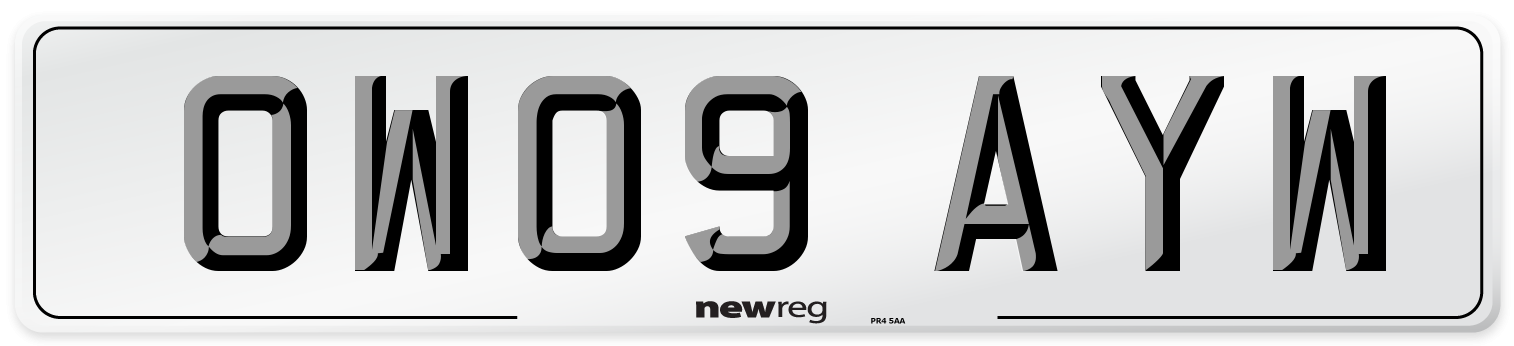 OW09 AYW Number Plate from New Reg